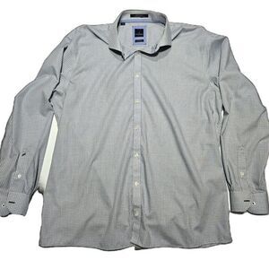Daniel Hechter Modern Fit Blue White Checkered Dress Shirt Non Iron Cotton‎